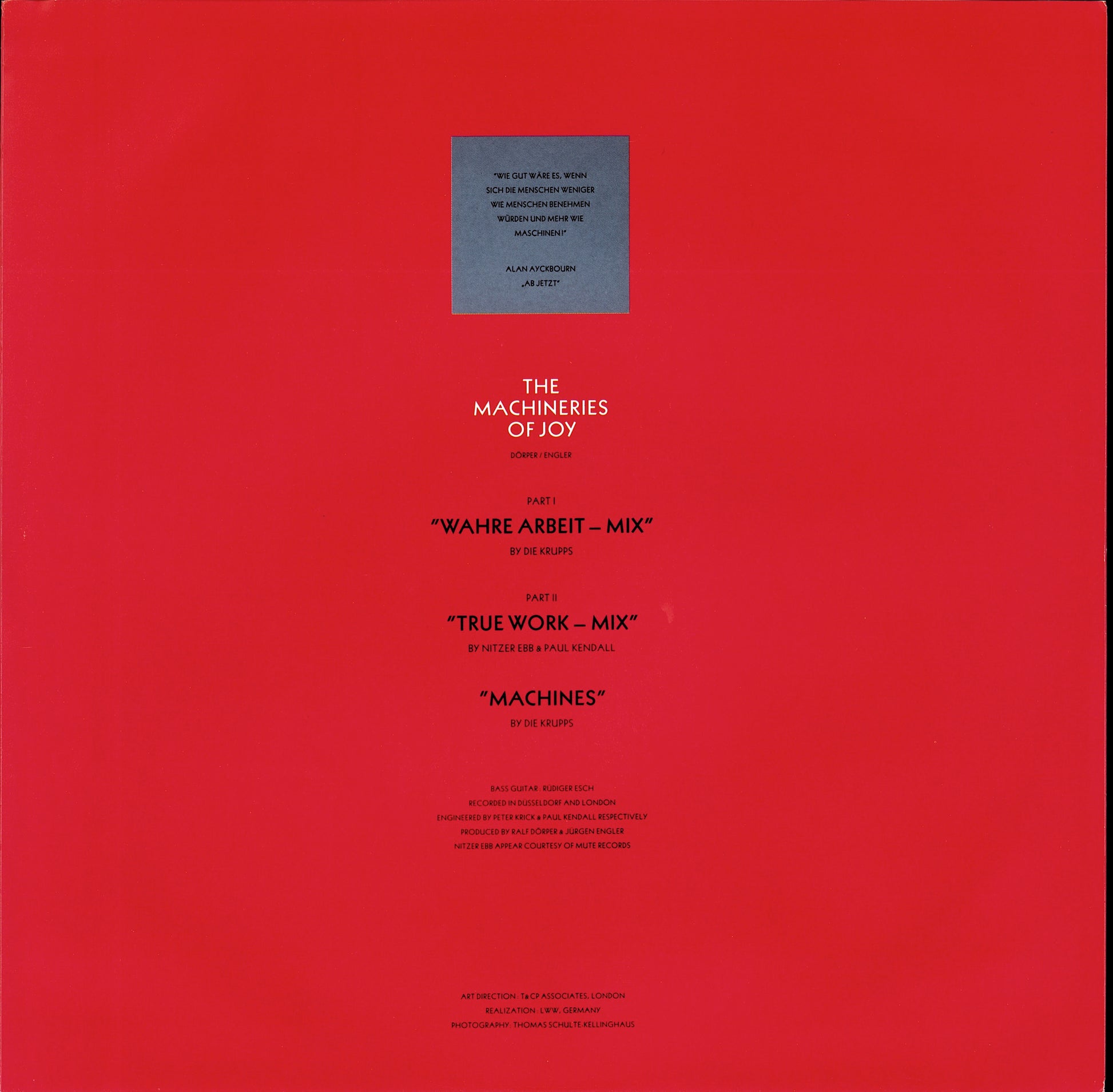 Die Krupps – The Machineries Of Joy Parts I & II Vinyl 12" Maxi-Single