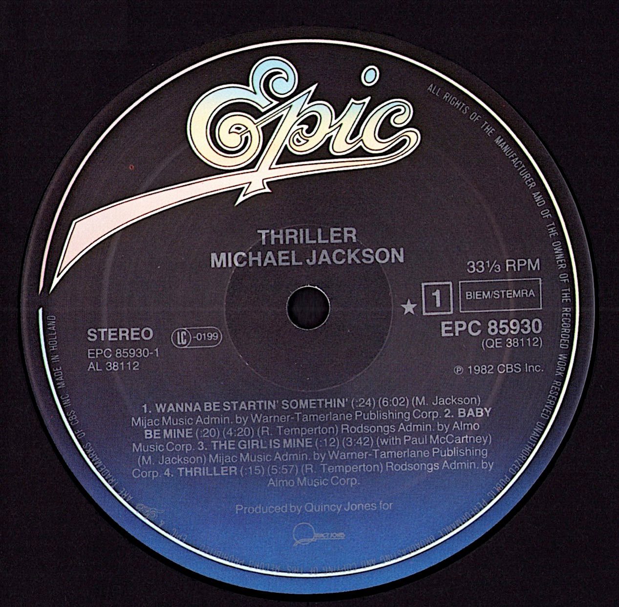 Michael Jackson - Thriller Vinyl LP Kopie