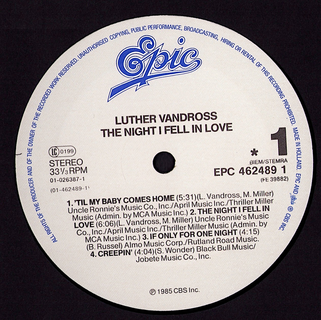 Luther Vandross ‎- The Night I Fell In Love (Vinyl LP)