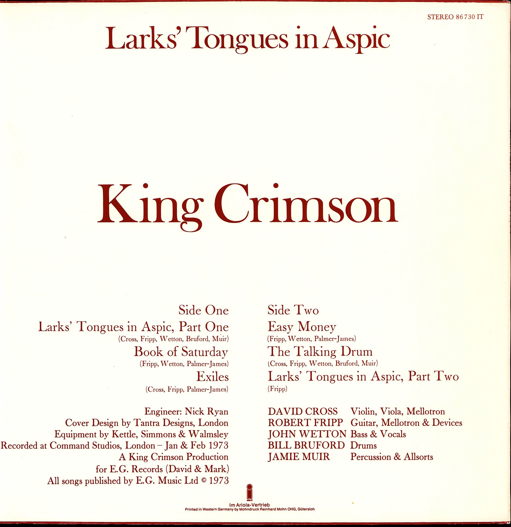 King Crimson ‎- Lizard Vinyl LP Kopie Kopie Kopie