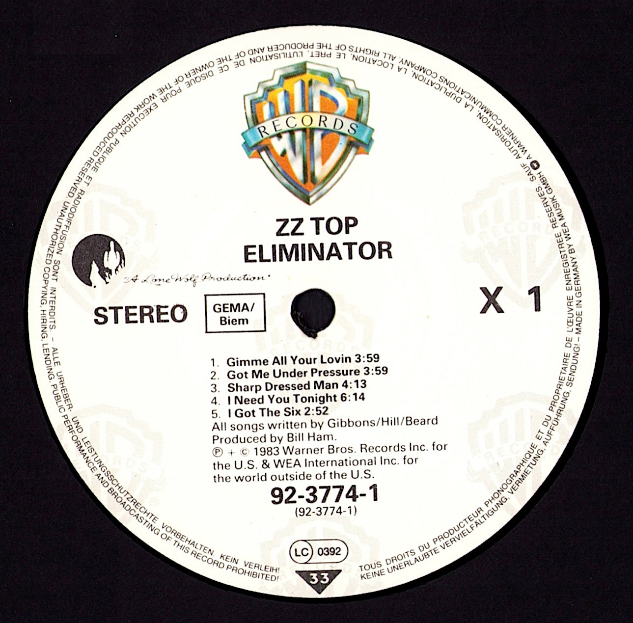 ZZ Top ‎- Eliminator (Vinyl LP)