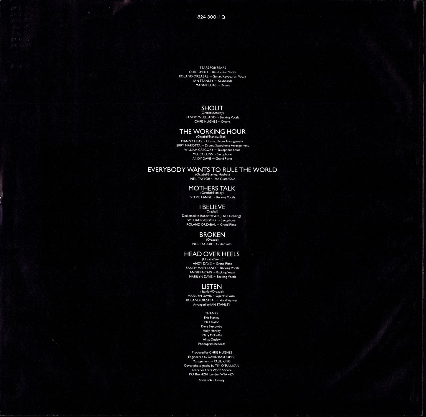 Tears For Fears - Songs From The Big Chair (Vinyl LP)