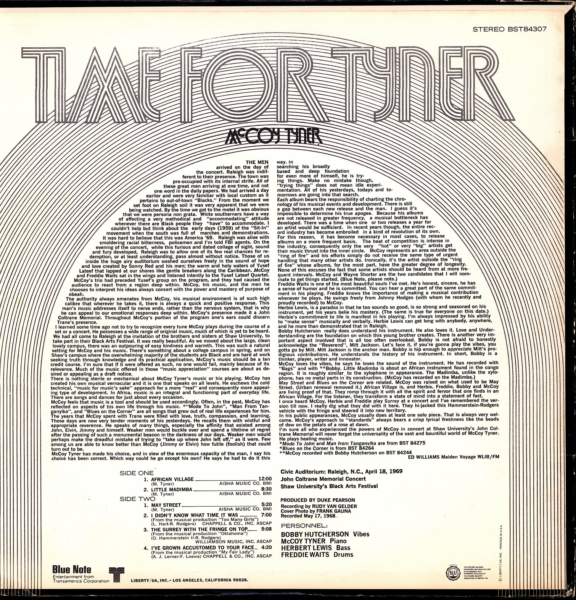 McCoy Tyner ‎- Time For Tyner Vinyl LP