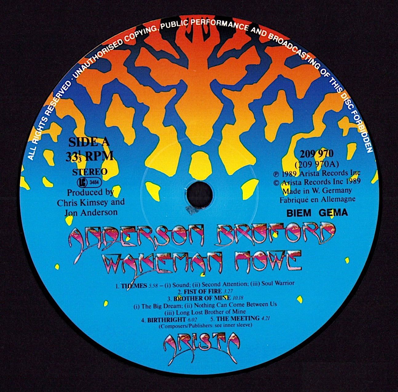 Anderson Bruford Wakeman Howe – Anderson Bruford Wakeman Howe Vinyl LP | EU Original | 1989