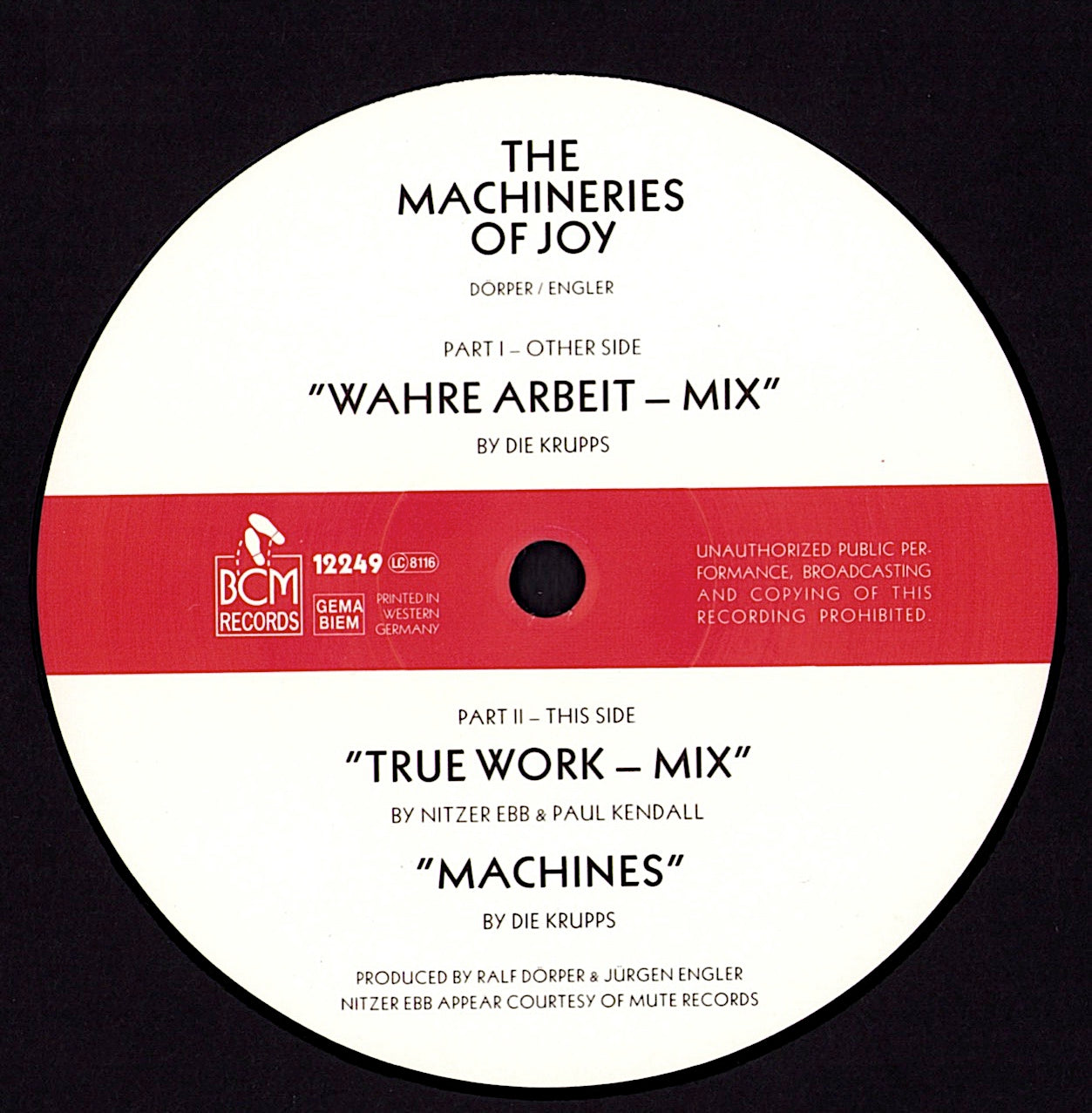 Die Krupps – The Machineries Of Joy Parts I & II Vinyl 12" Maxi-Single