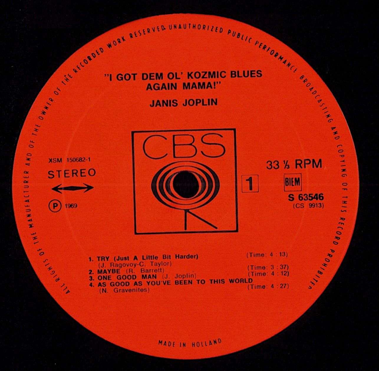 Janis Joplin – I Got Dem Ol' Kozmic Blues Again Mama! Vinyl LP