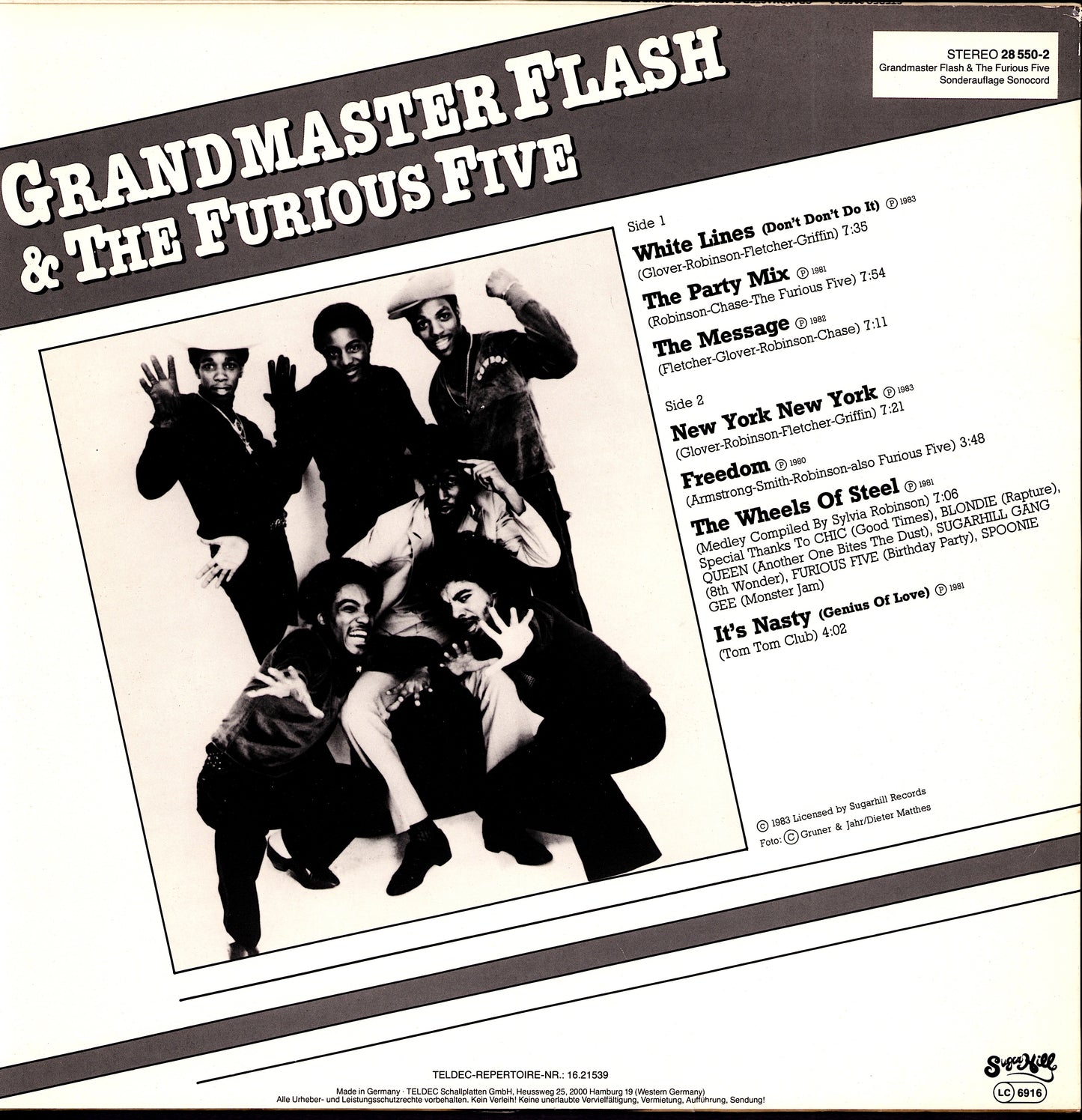 Grandmaster Flash & The Furious Five ‎- Grandmaster Flash & The Furious Five Vinyl LP Kopie