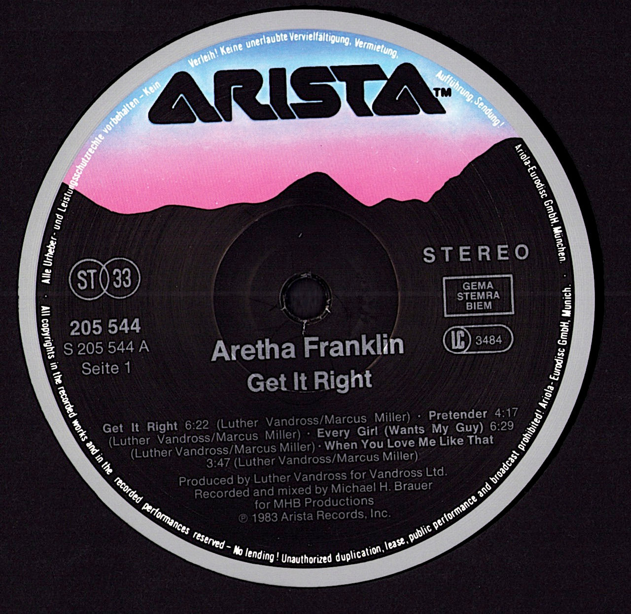 Aretha Franklin – Get It Right Vinyl LP | EU Original | 1983