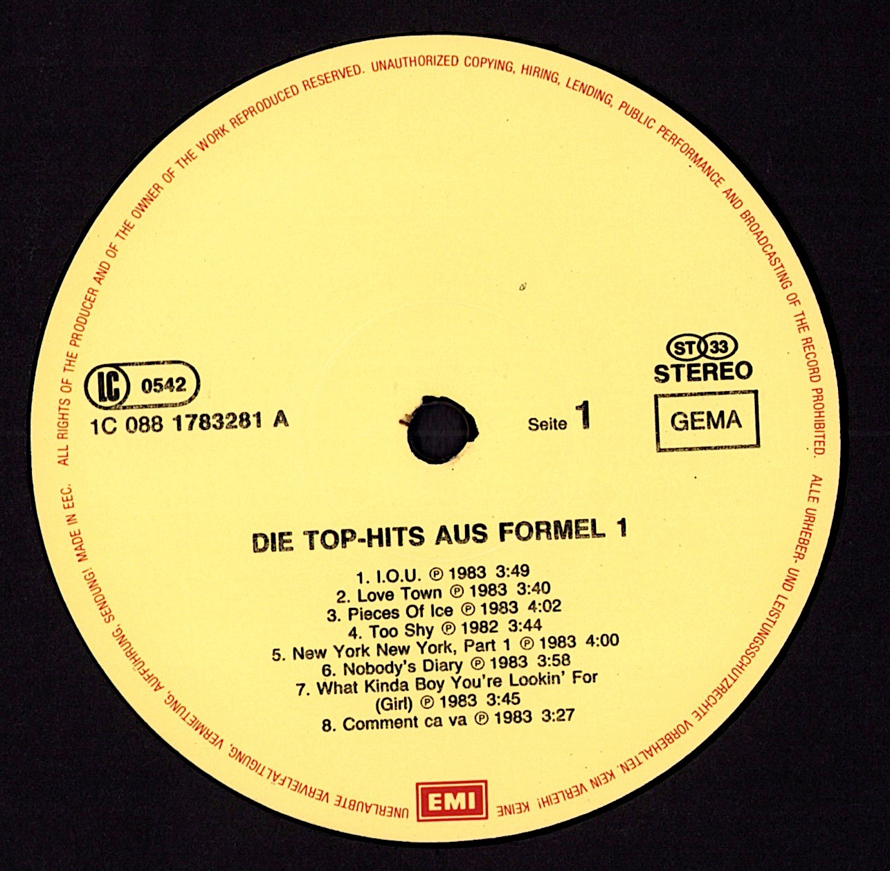 Die Top-Hits Aus Formel Eins Vinyl LP