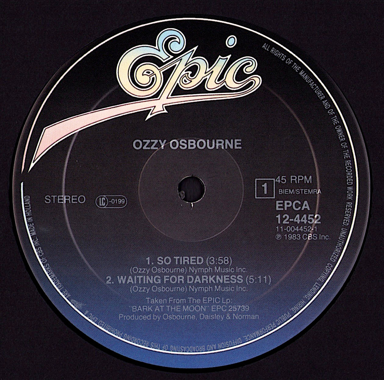 Ozzy Osbourne - Bark At The Moon Vinyl 12" Kopie