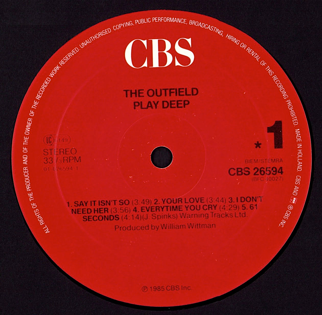 The Outfield – Play Deep (Vinyl LP)