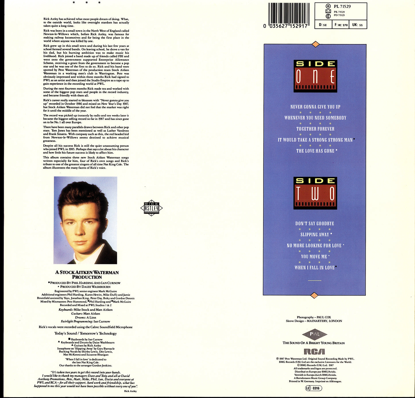 Rick Astley – Whenever You Need Somebody (Vinyl LP | EU Original | 1987)