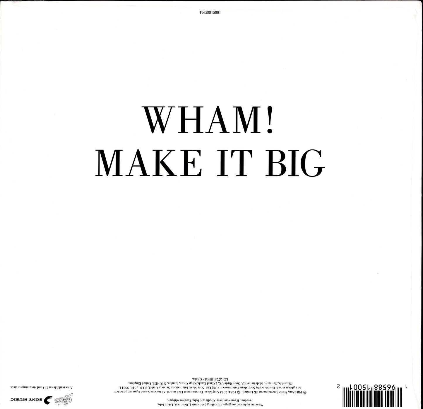Wham! – Make It Big White Vinyl LP | DE Reissue | 2024