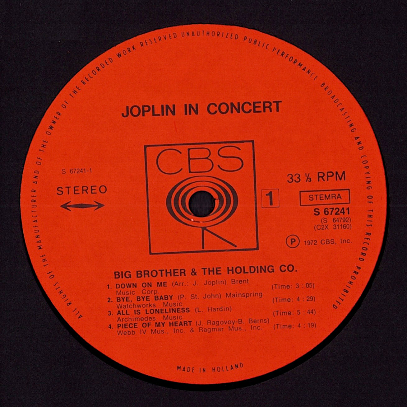 Janis Joplin - Joplin in Concert Vinyl 2LP