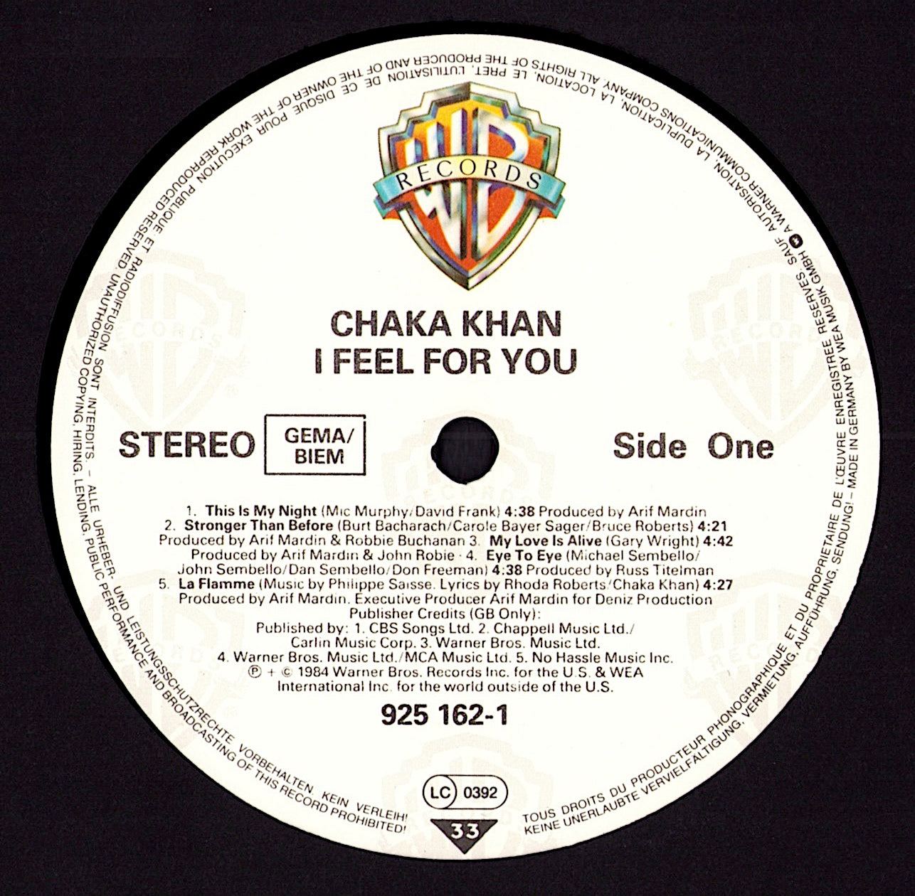 Chaka Khan – I Feel For You Vinyl LP | EU Original | 1984