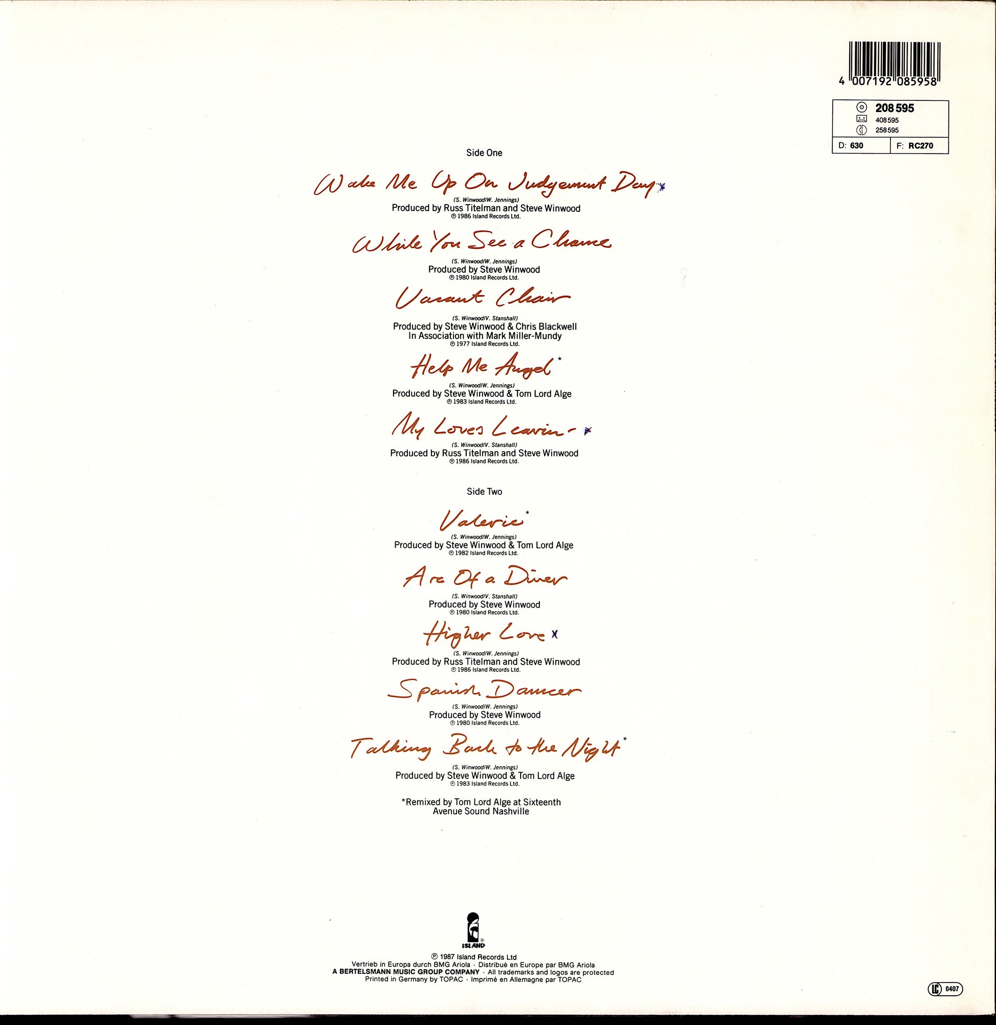 Richard Sanderson – Anytime At All Vinyl LP | DE Original | 1990 Kopie