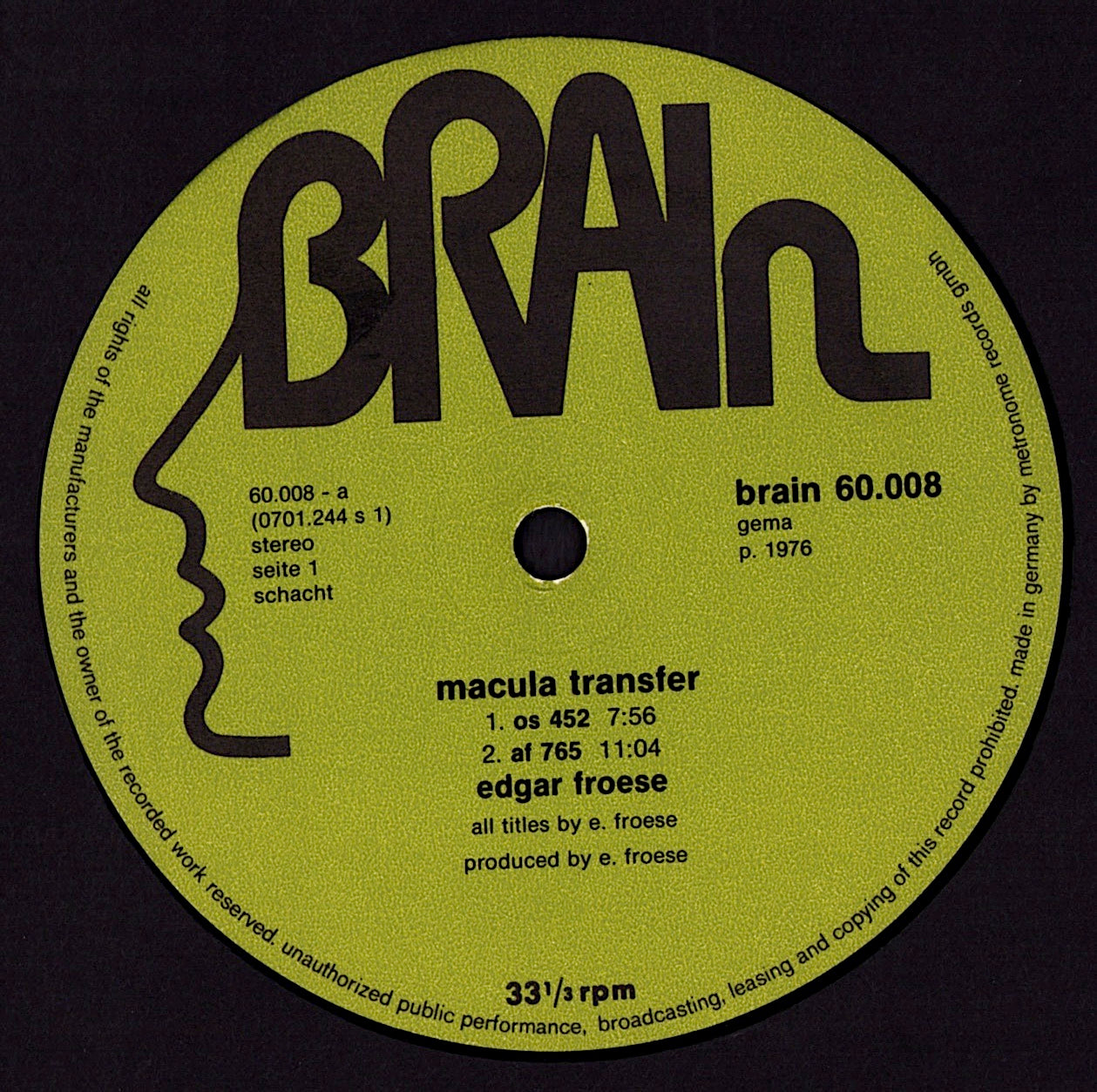 Edgar Froese – Macula Transfer Vinyl LP Kopie