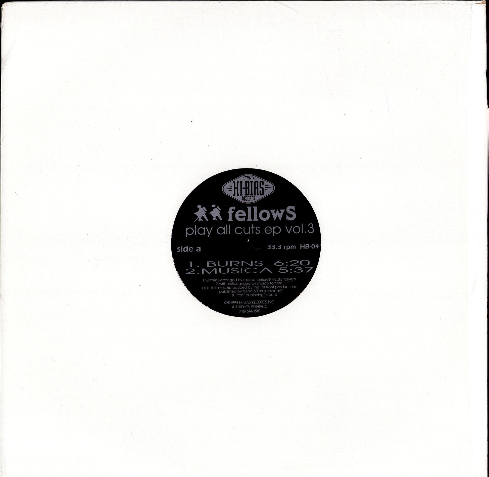 Fellows - Play All Cuts EP Vol. 3 Vinyl 12" EP