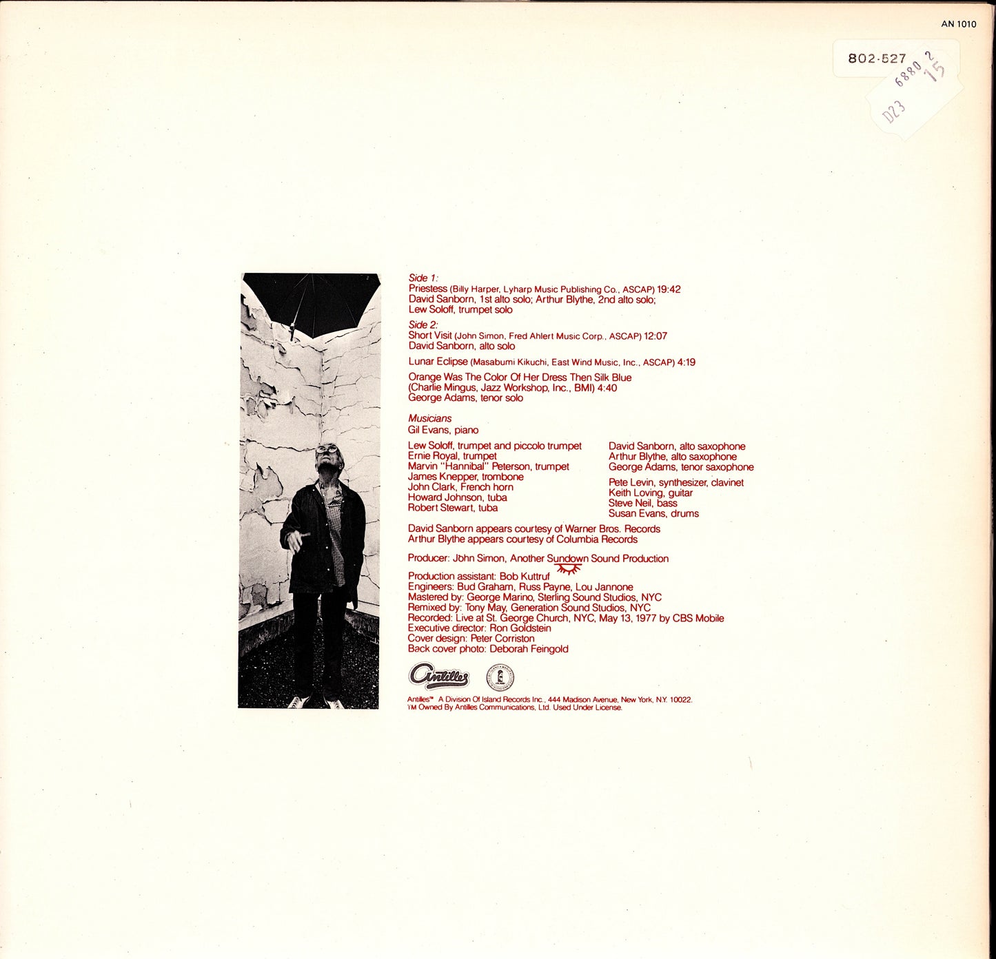 Gil Evans – Priestess Vinyl LP | US Original | 1983