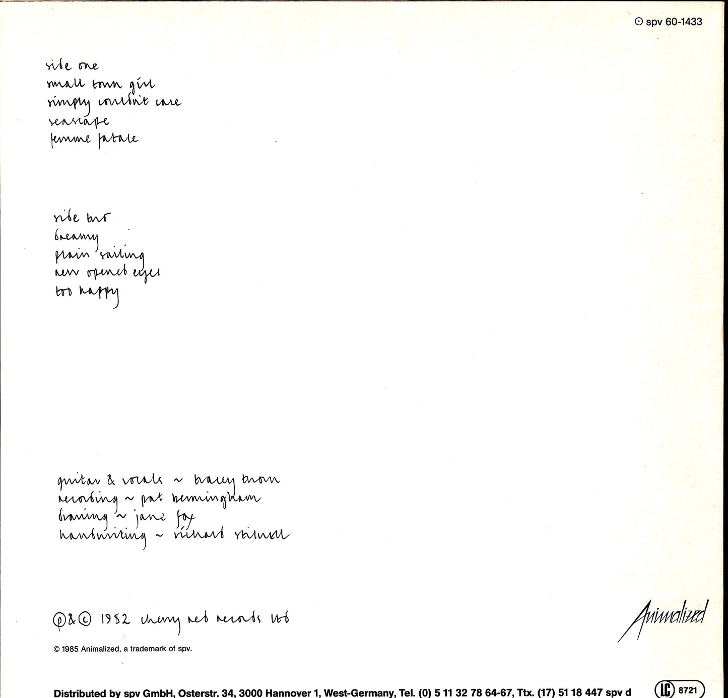 Tracey Thorn – A Distant Shore Vinyl LP | DE Reissue | 1985