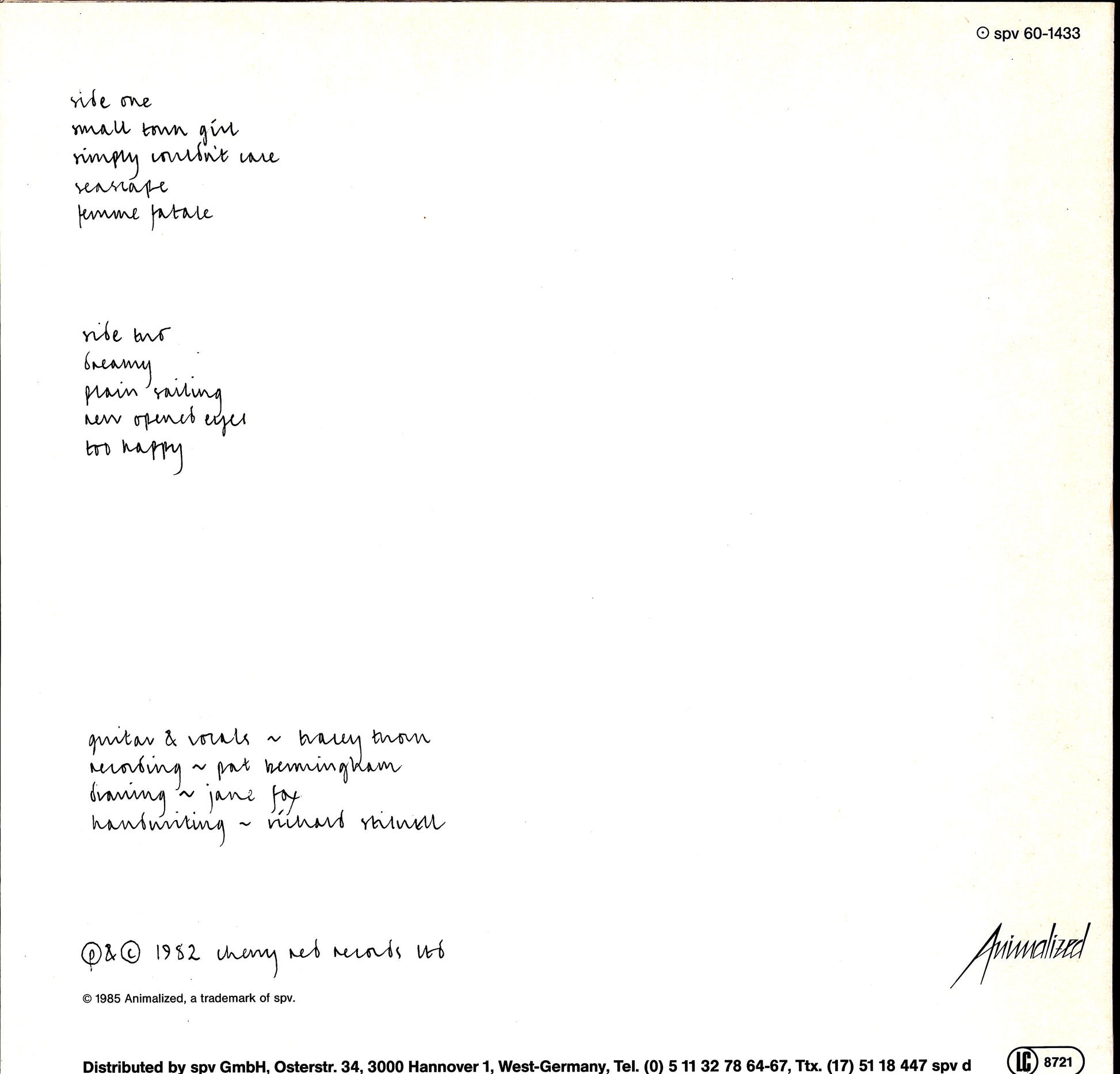 Tracey Thorn – A Distant Shore Vinyl LP | DE Reissue | 1985