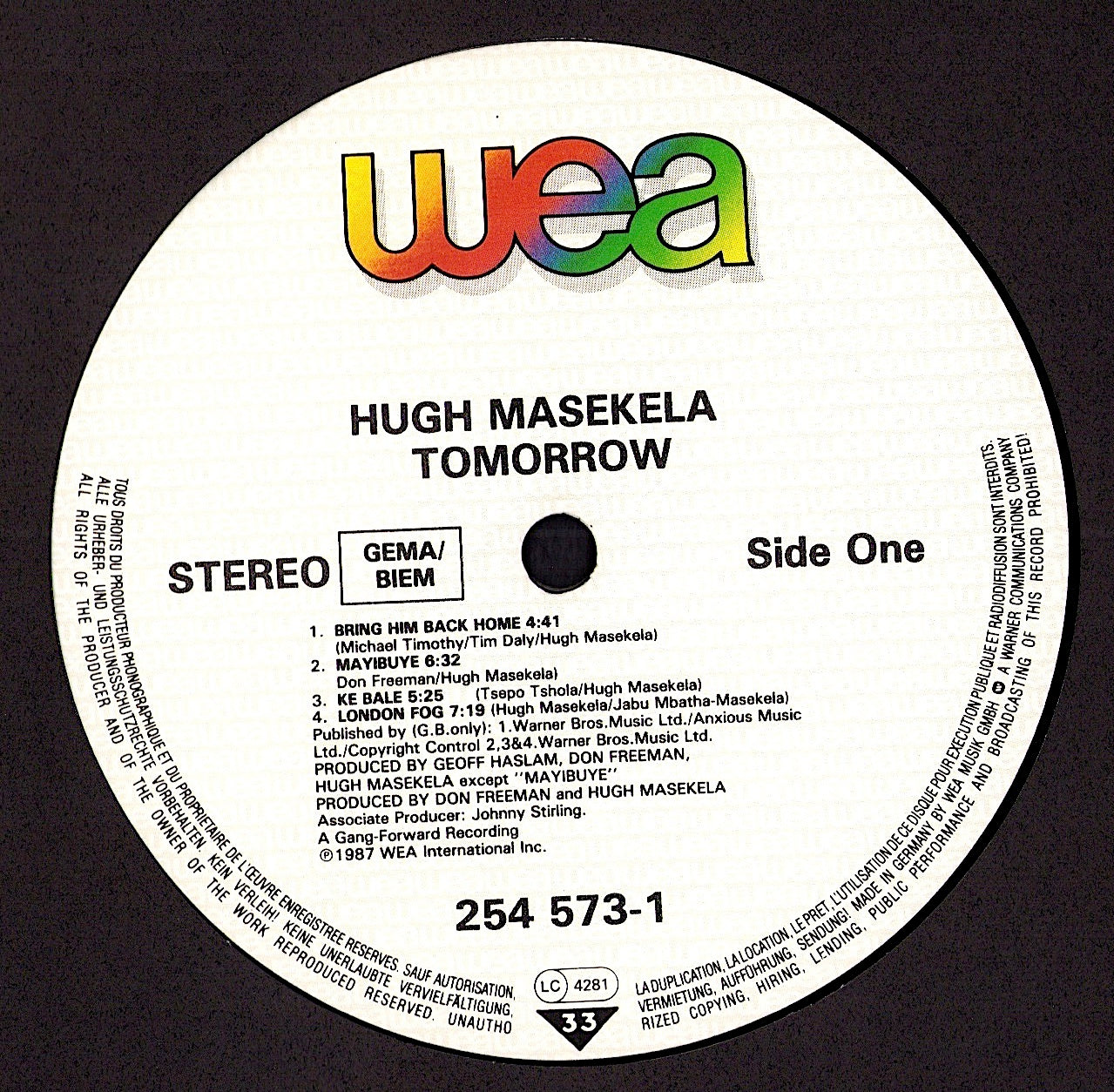 Hugh Masekela – Tomorrow Vinyl LP | EU Original | 1987