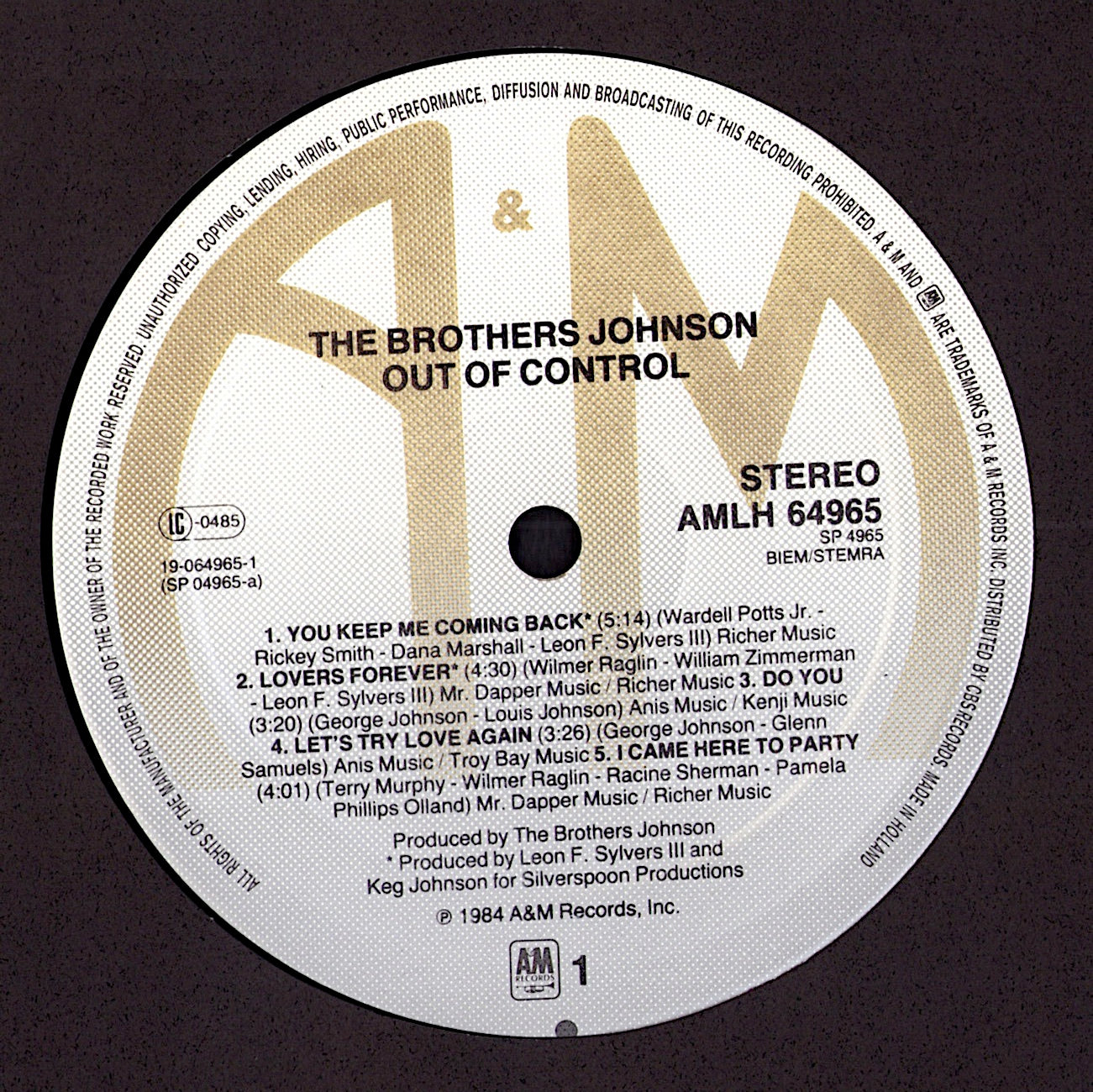 The Brothers Johnson – Out Of Control (Vinyl LP | UK Original | 1984)