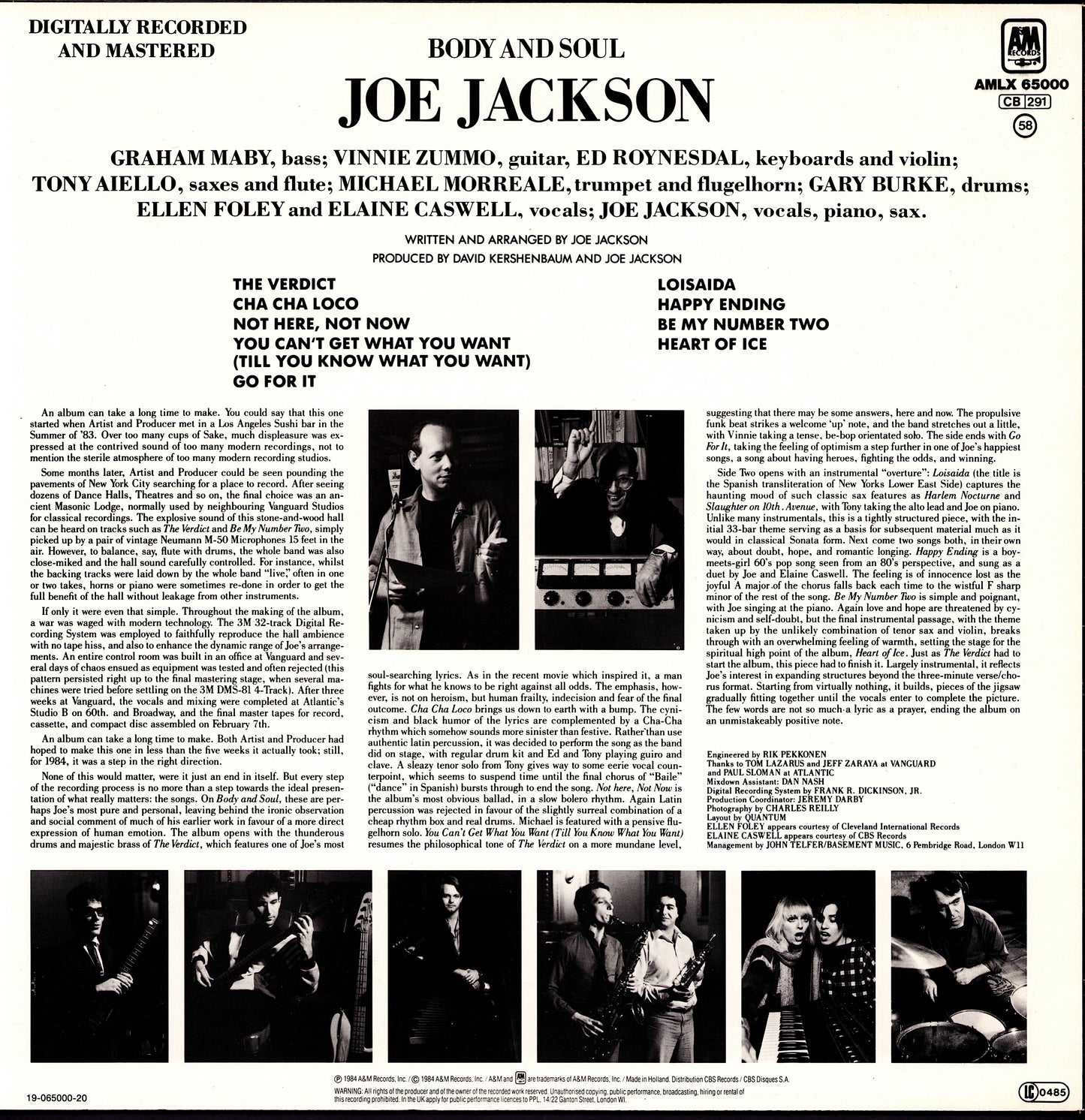 Joe Jackson – Body And Soul Vinyl LP | EU Original | 1984