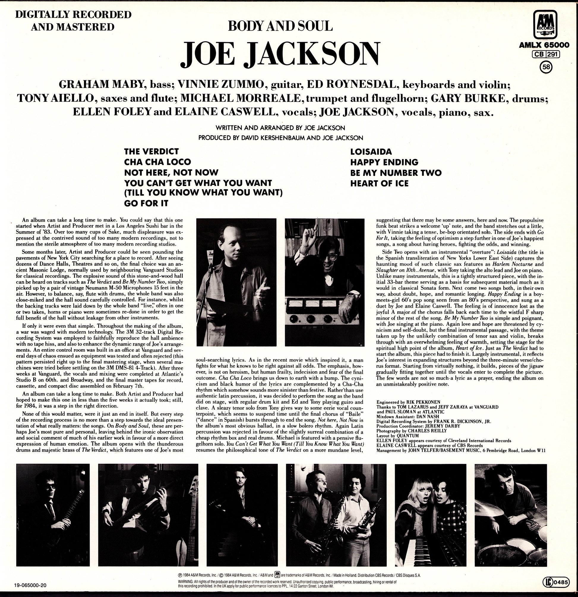 Joe Jackson – Body And Soul Vinyl LP | EU Original | 1984