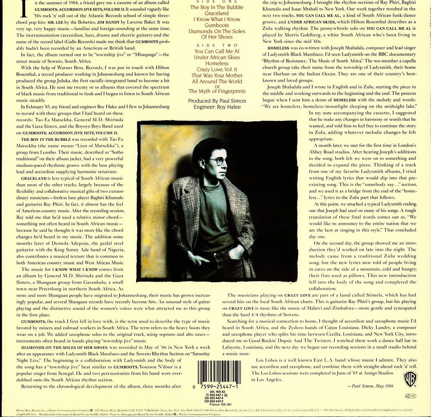 Paul Simon – Graceland Vinyl LP | EU Original | 1986