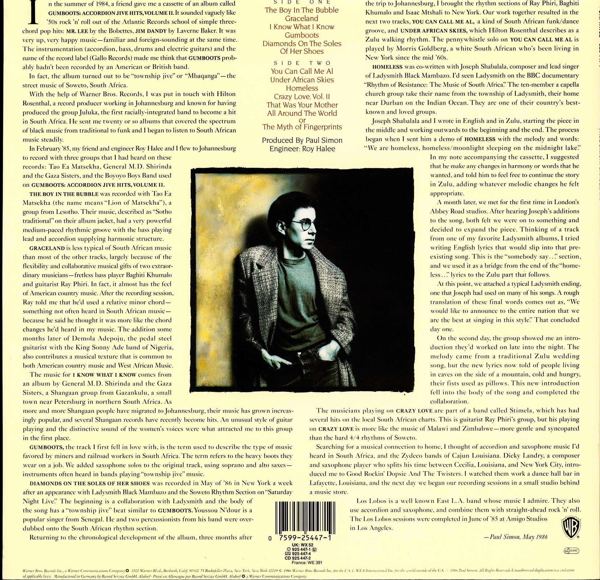 Paul Simon – Graceland Vinyl LP | EU Original | 1986