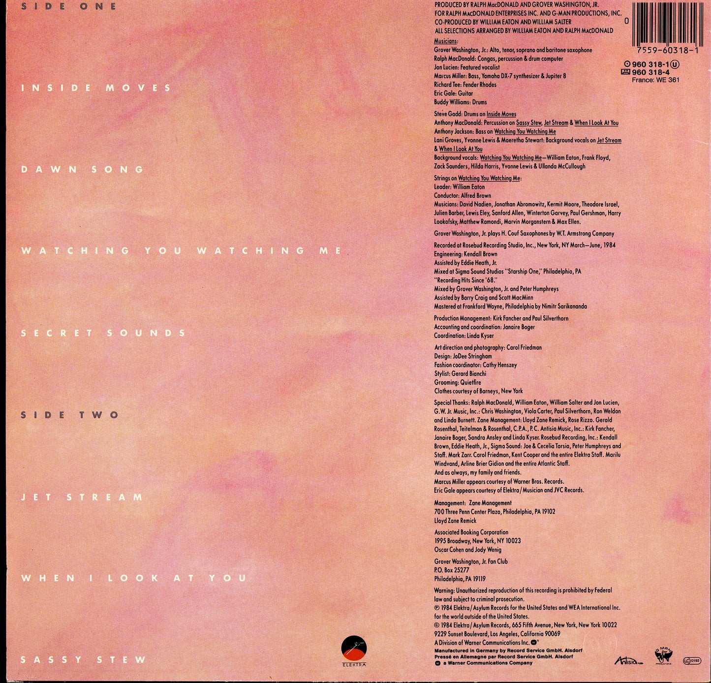 Grover Washington, Jr. – Inside Moves (Vinyl LP | EU Original | 1984)