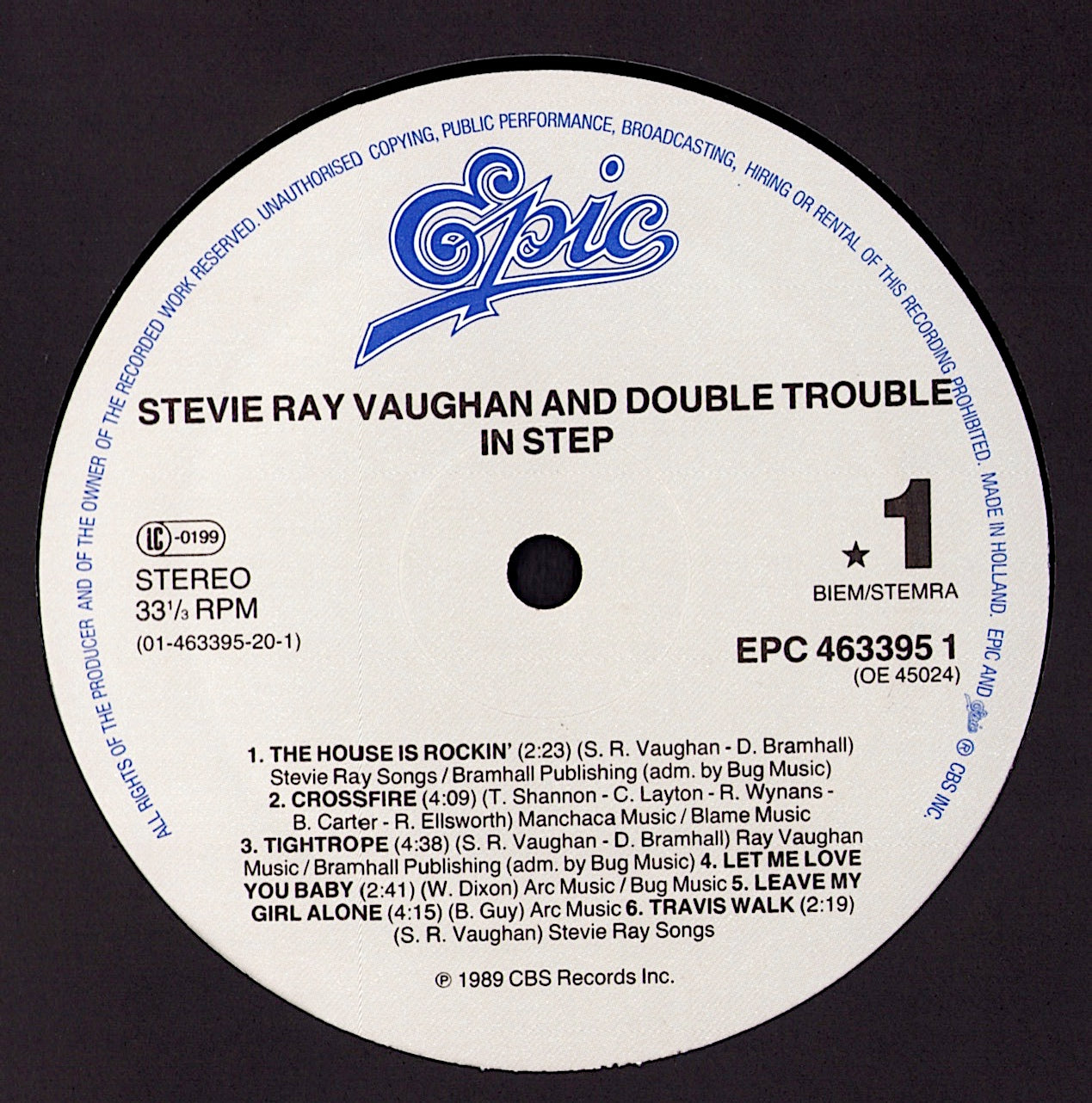 Stevie Ray Vaughan And Double Trouble - In Step Vinyl LP Kopie