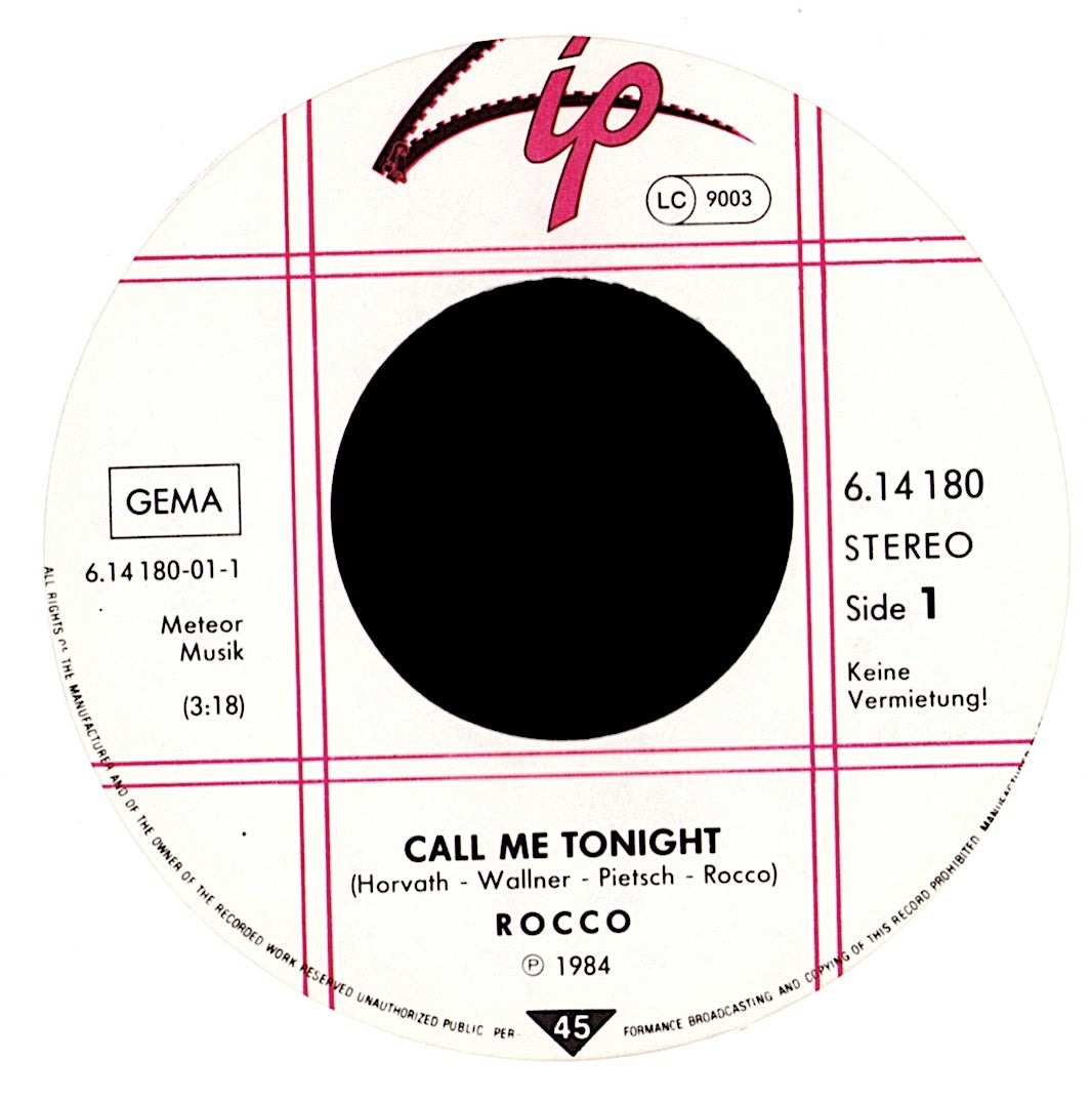 Rocco – Call Me Tonight US-Club-Remix 7" Vinyl Single