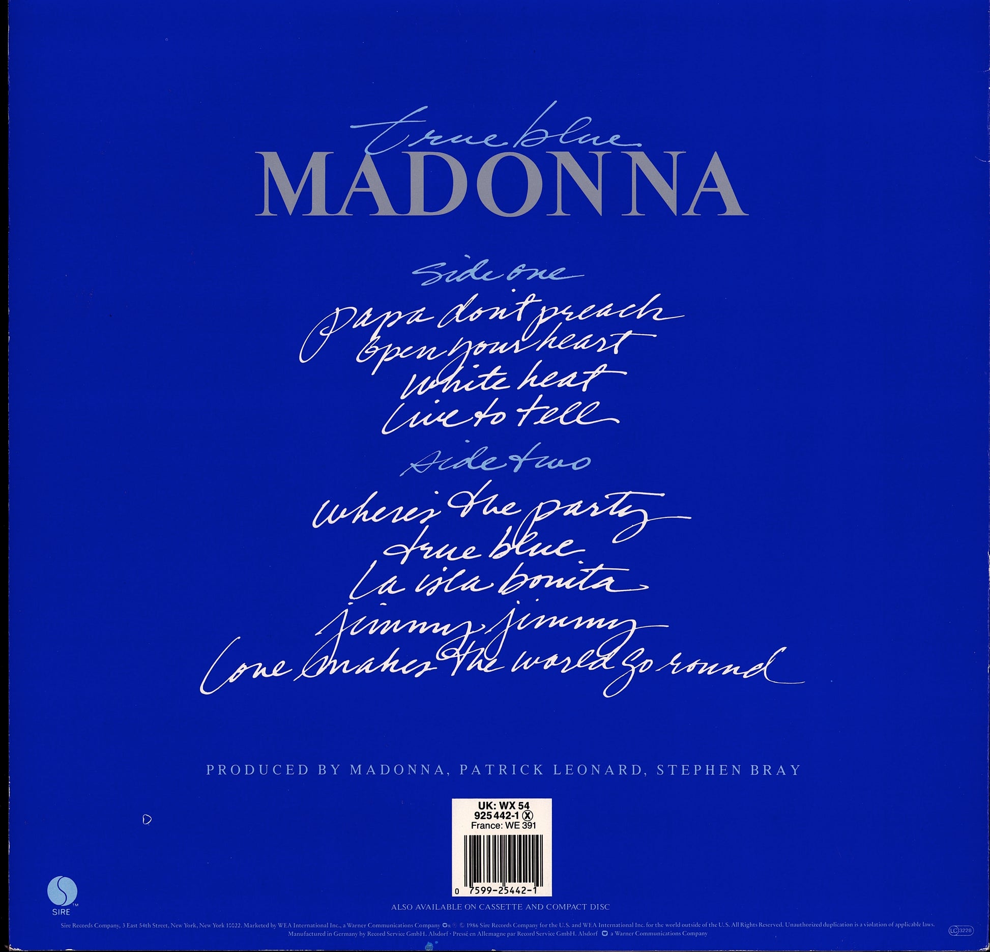 Madonna - True Blue Vinyl LP Kopie