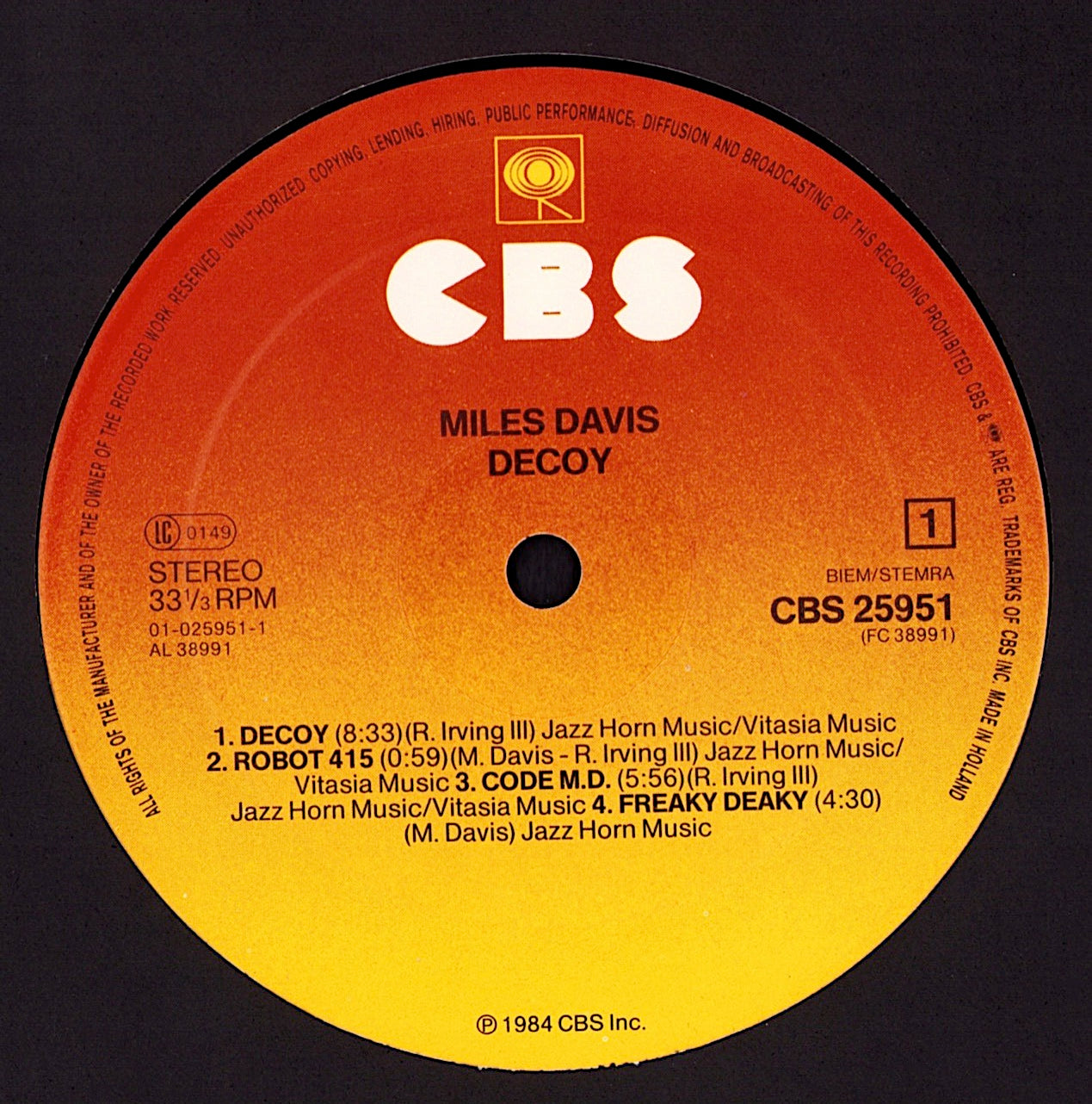 Miles Davis - You're Under Arrest Vinyl LP Kopie