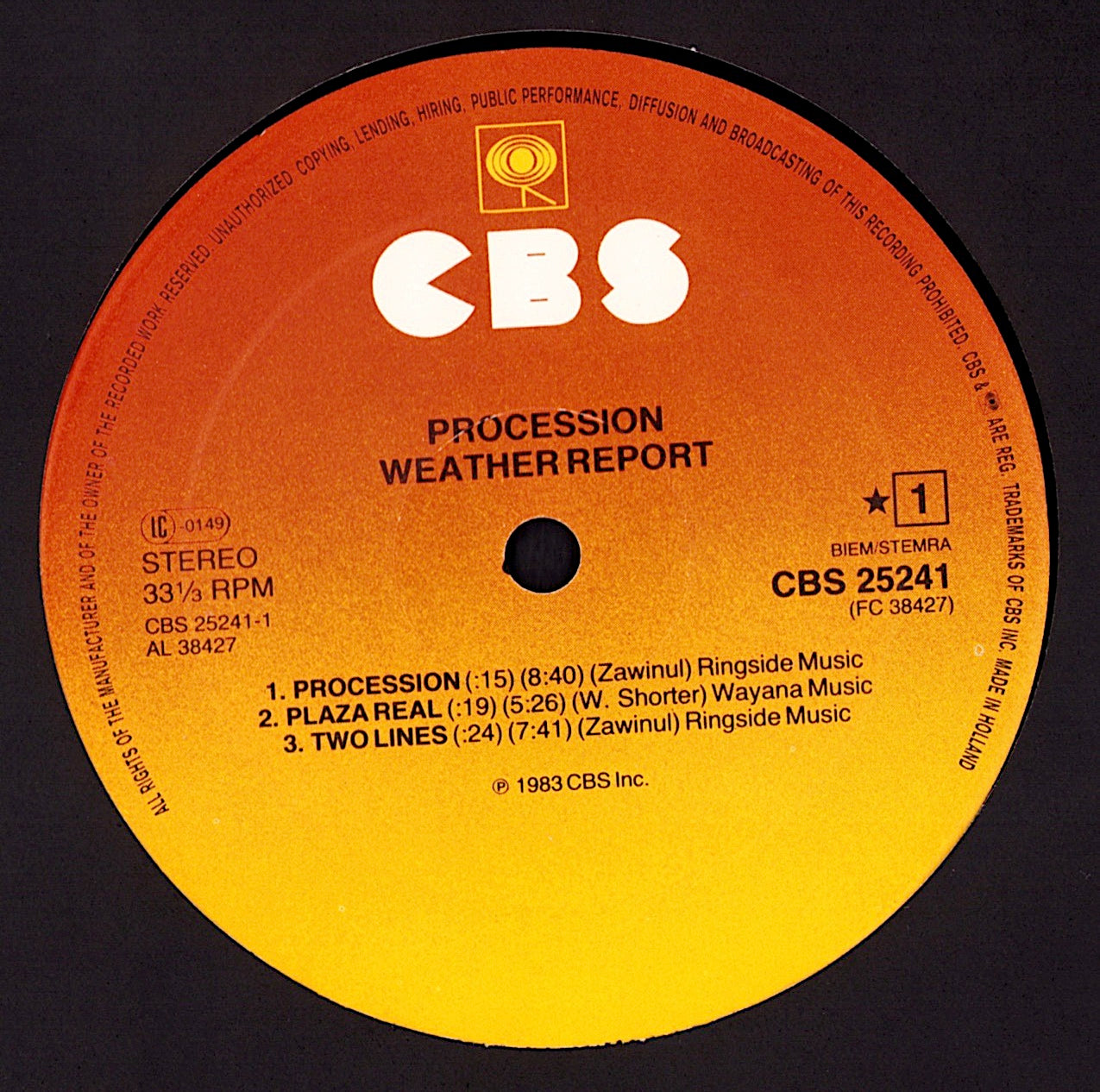 Weather Report - Procession Vinyl LP Kopie