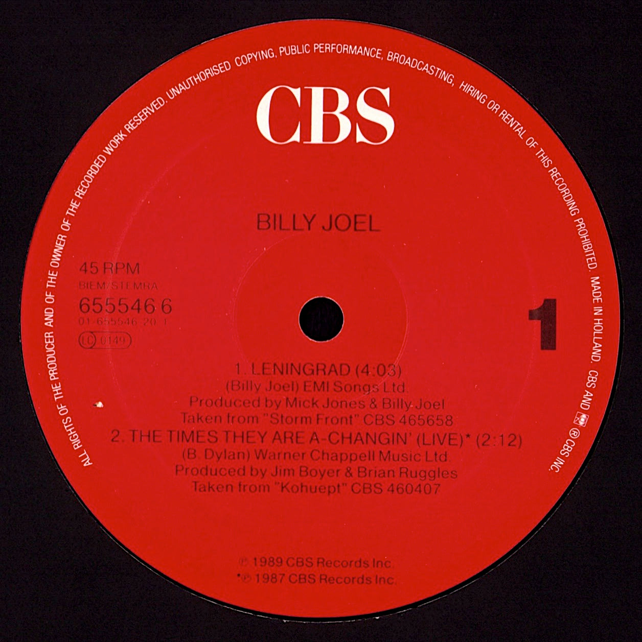 Billy Joel - Leningrad Vinyl 12" Kopie
