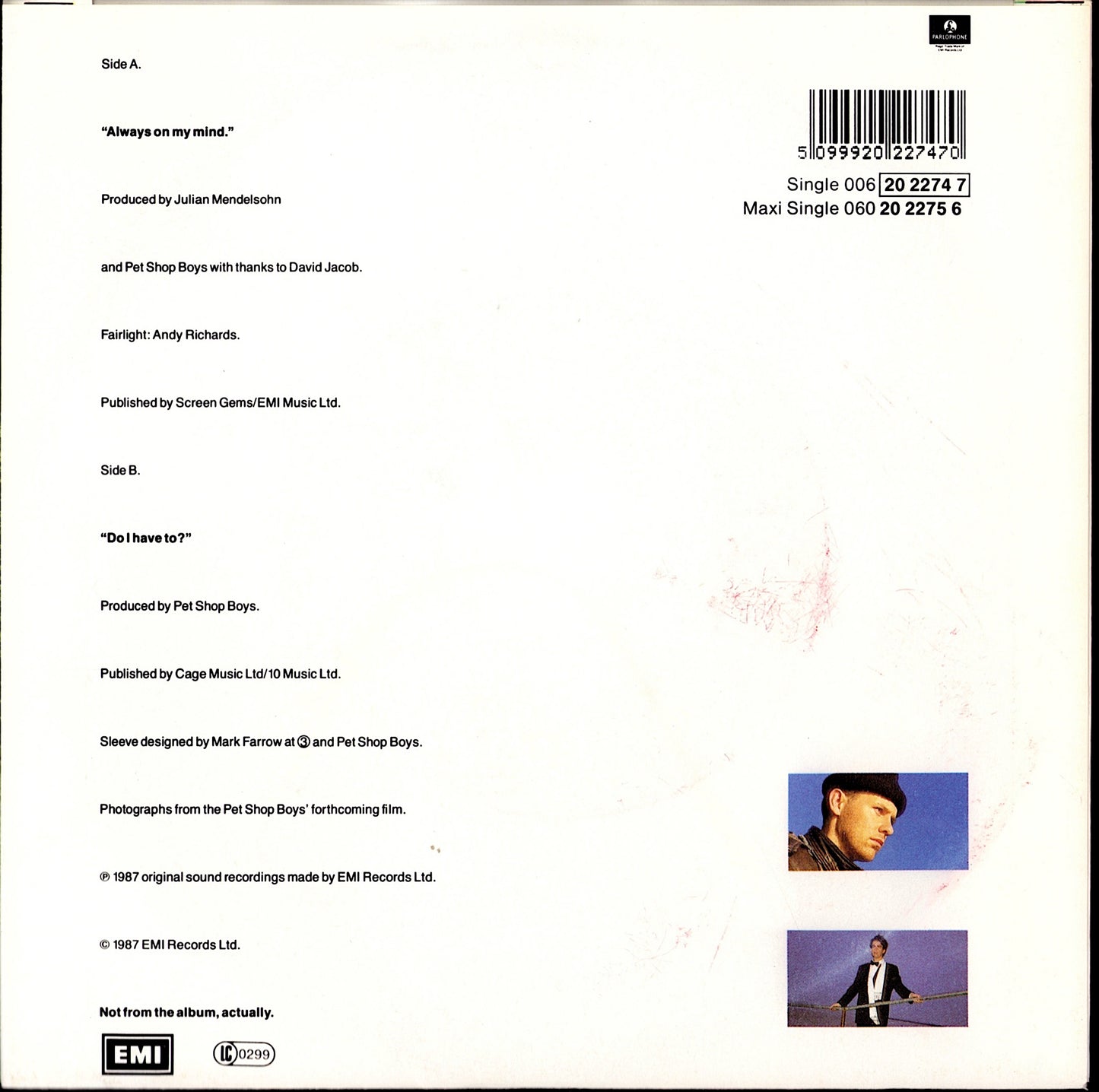 Pet Shop Boys – Rent 7" Vinyl Single | EU Original | 1987 Kopie Kopie Kopie