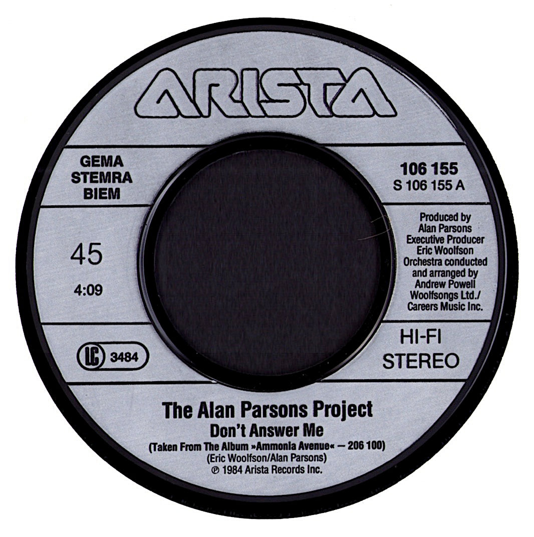 The Alan Parsons Project – Don't Answer Me 7" Vinyl Single