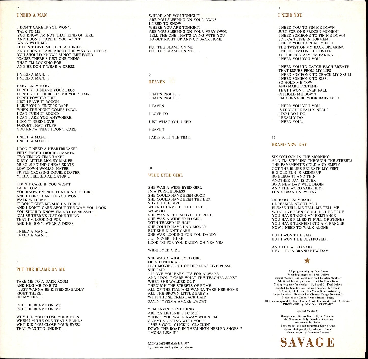 Eurythmics - Savage Vinyl LP