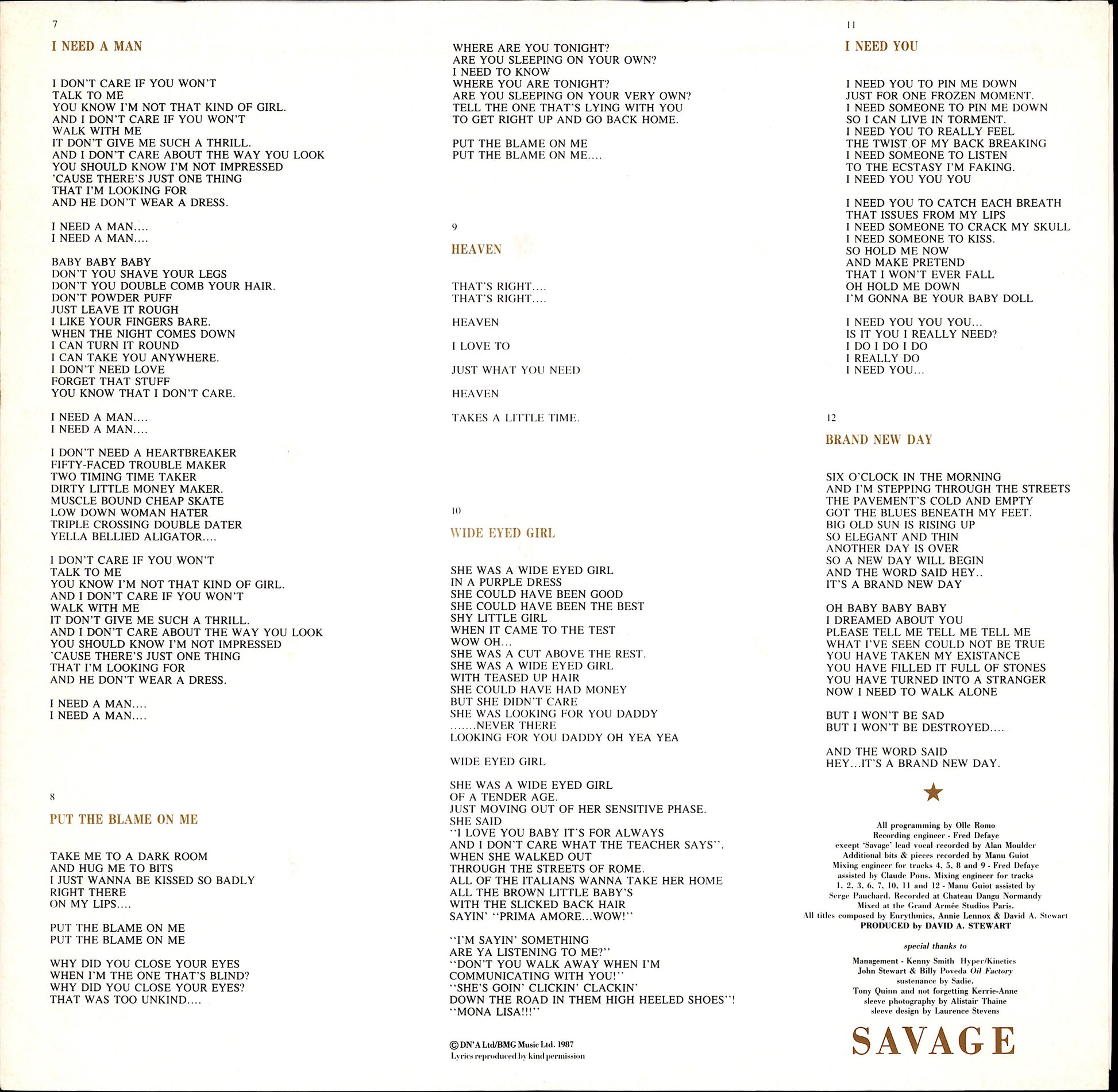 Eurythmics - Savage Vinyl LP