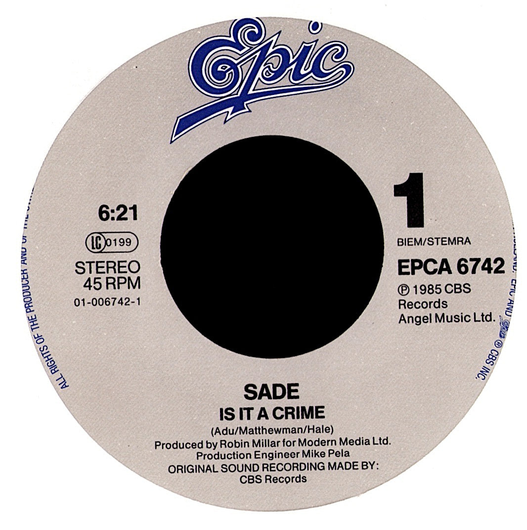 Sade – Is It A Crime? 7" Vinyl Single