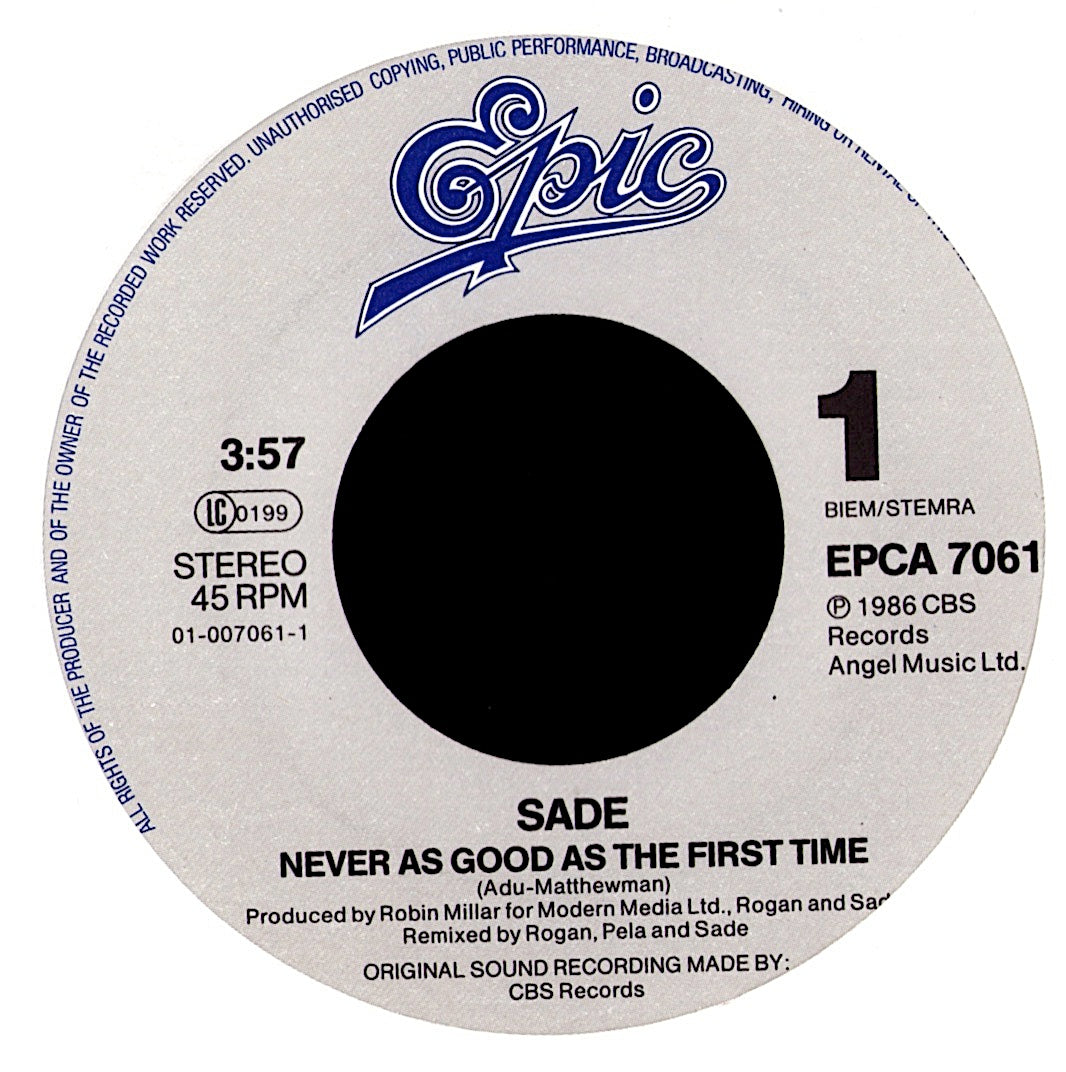 Sade – Never As Good As The First Time 7" Vinyl Single
