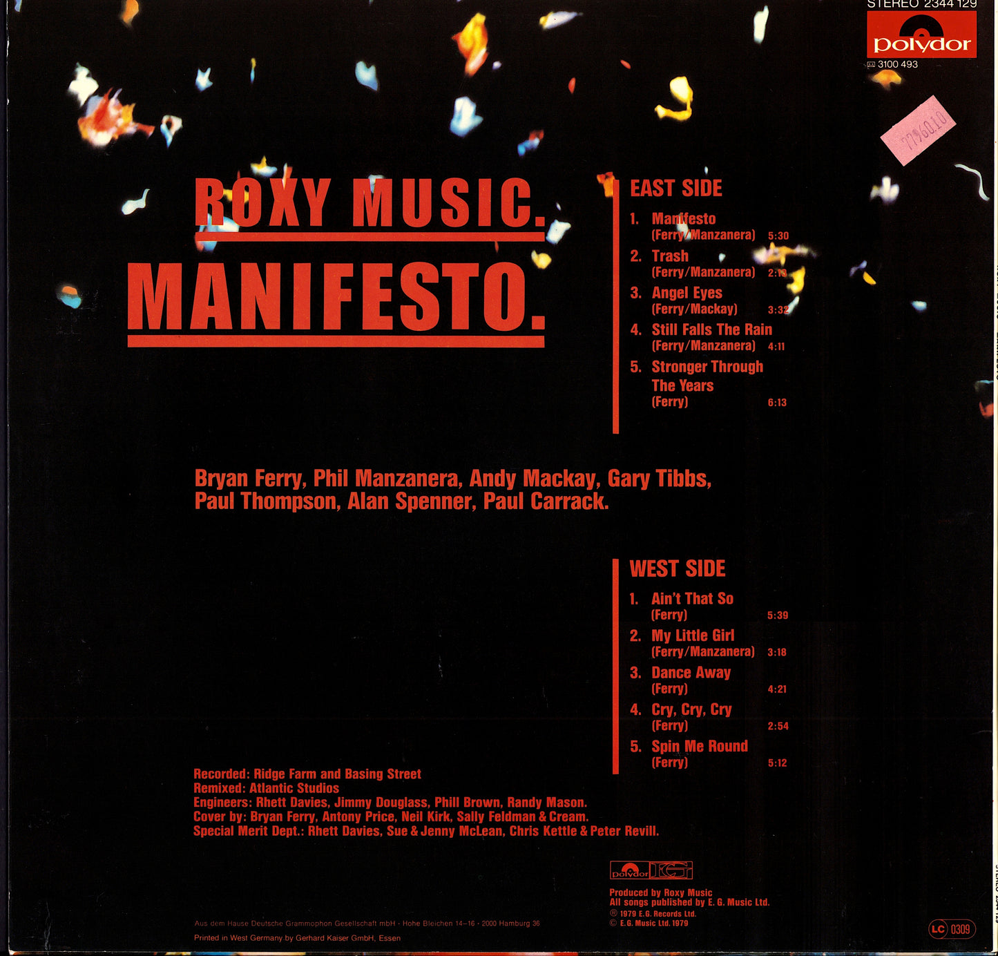 Roxy Music - Manifesto Vinyl LP DE Kopie
