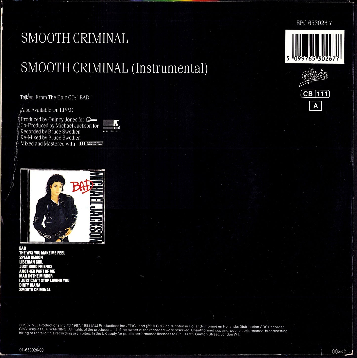 Michael Jackson - Smooth Criminal Vinyl 7" | EU Original | 1988