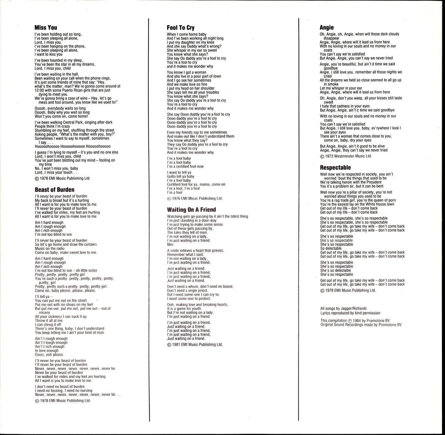 The Rolling Stones – Rewind 1971-1984 Vinyl LP