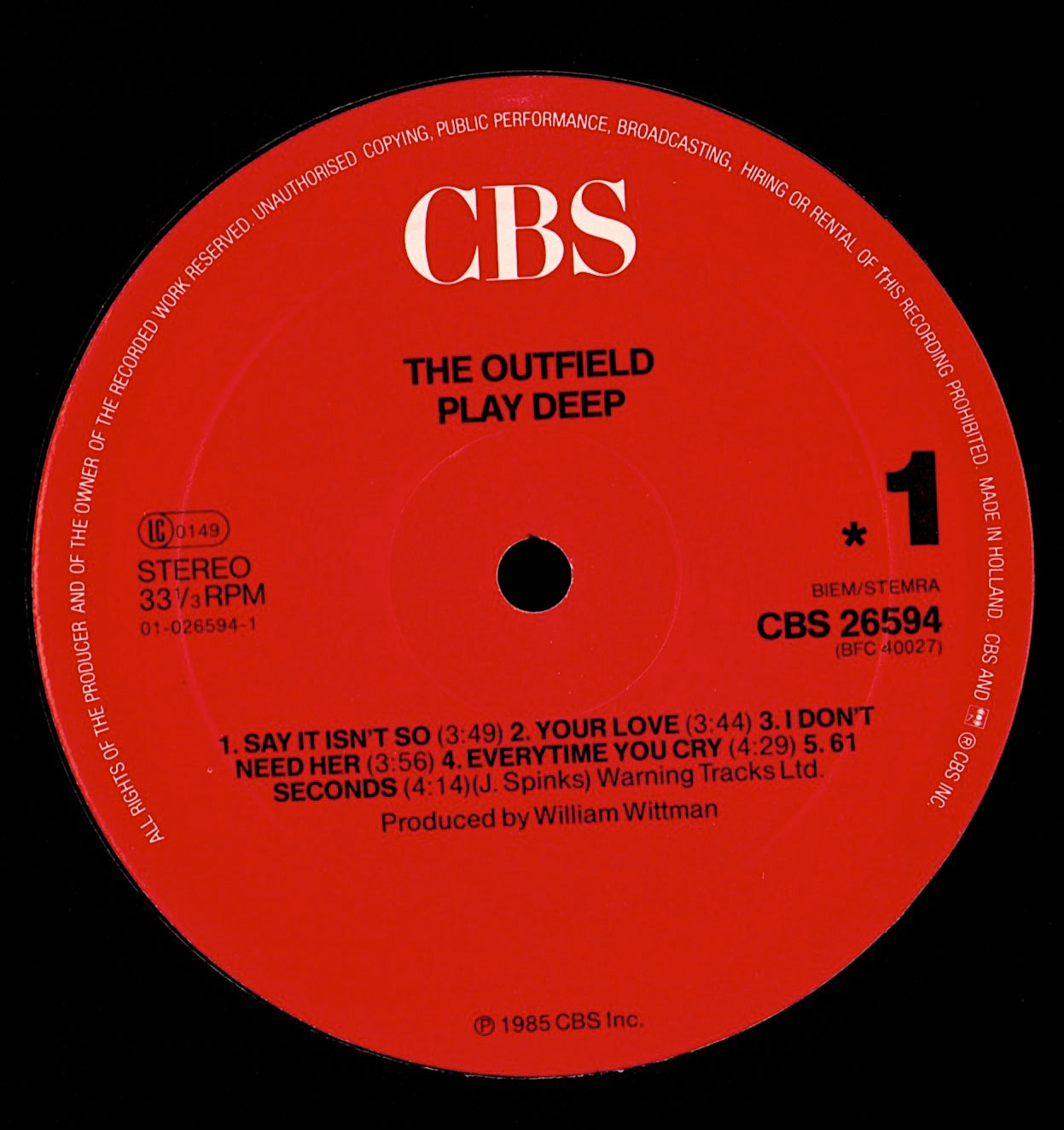 The Outfield – Play Deep Vinyl LP