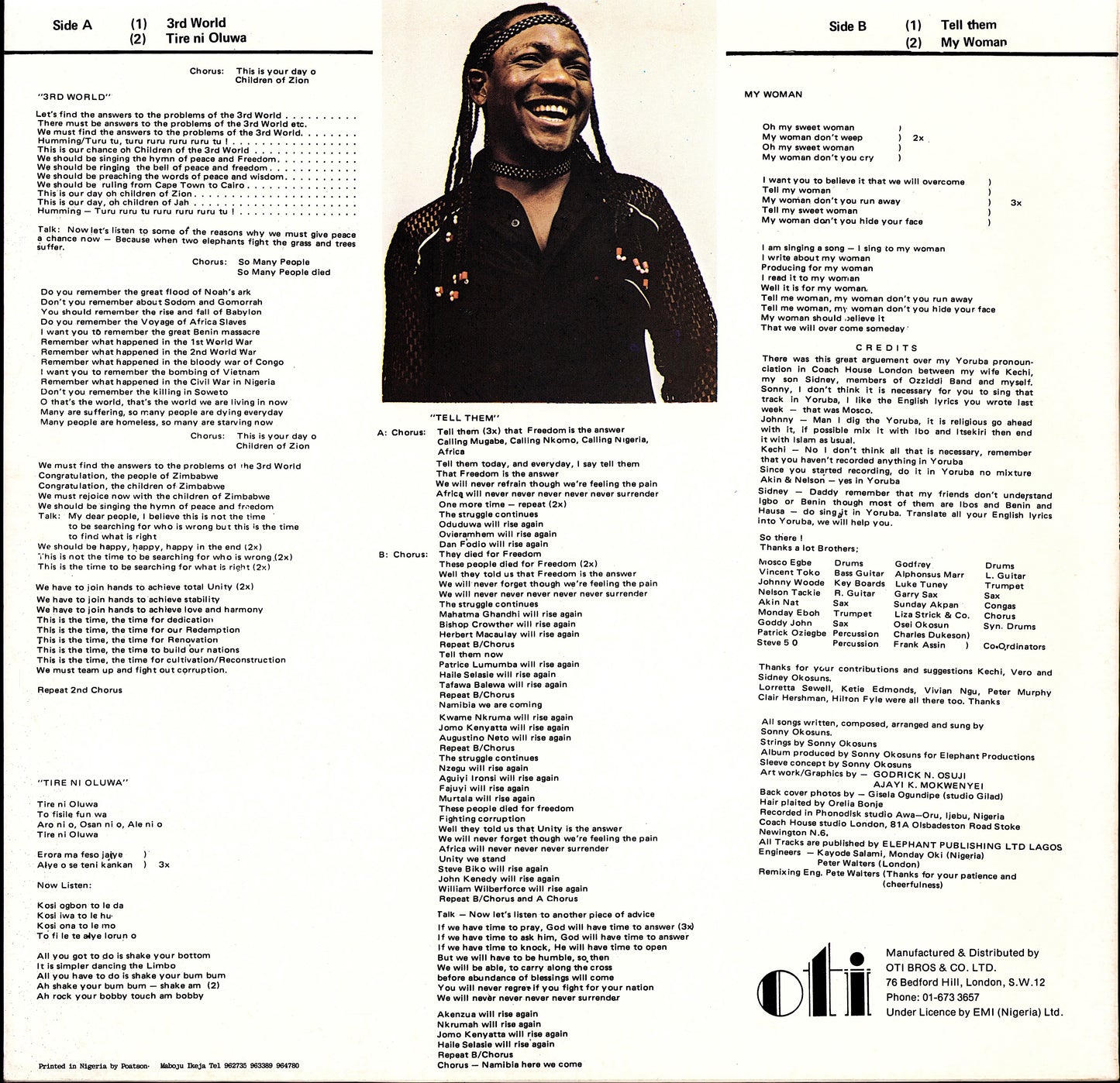 Sonny Okosun's Ozziddi – 3rd World Vinyl LP