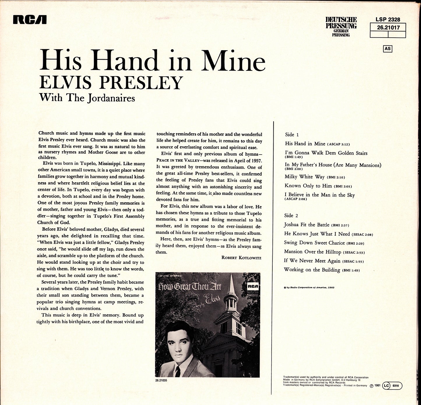 Elvis Presley - His Hand In Mine (Vinyl LP | DE Reissue | RCA)